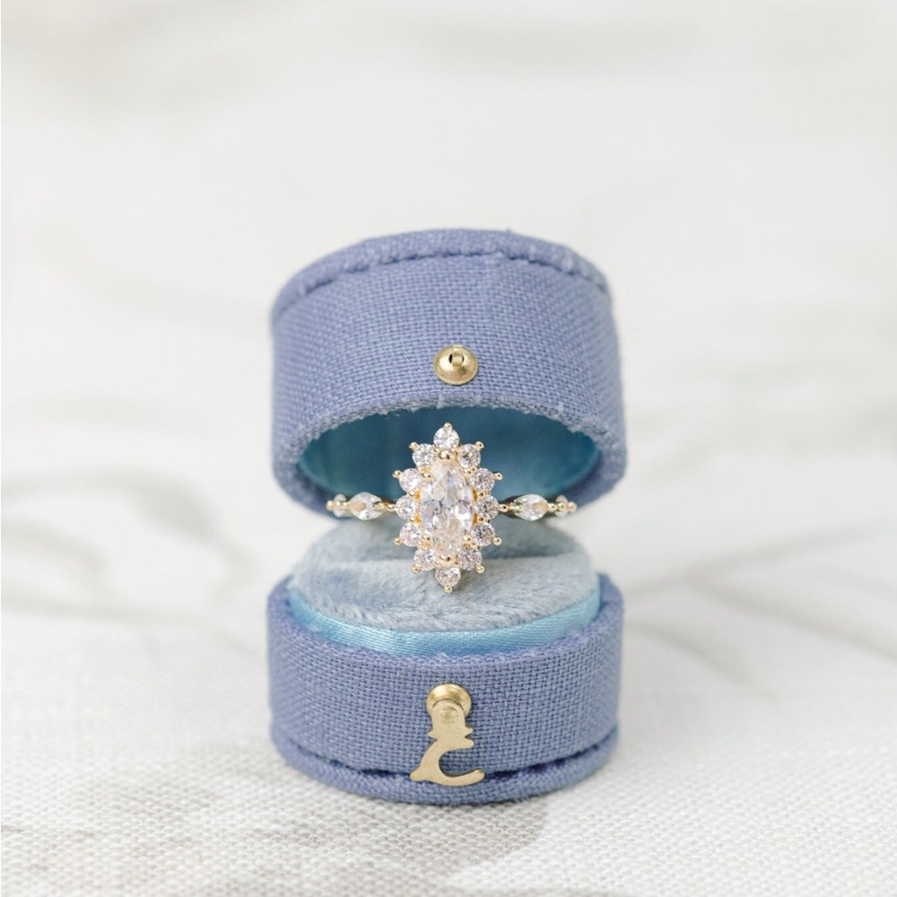 Wedding Ring Box Periwinkle Linen